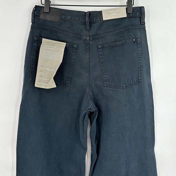 NWT Everlane Black Ink Wash Wide Leg Flared The Baggy Jeans 28 - Picture 6 of 15